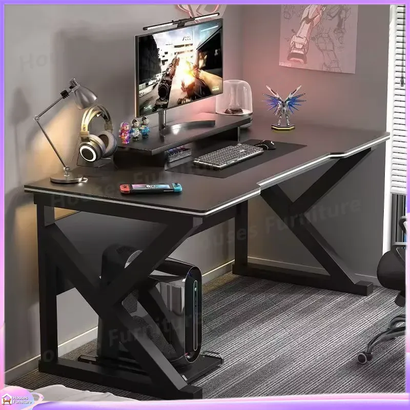Desk Setup L Shaped - Cafe Metall-Gaming-Schreibtisch Schwarz MDF Computertisch für
